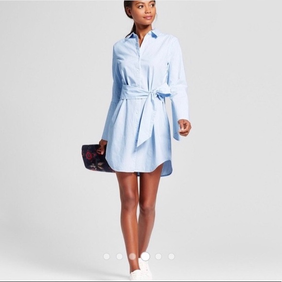a new day Dresses & Skirts - A New Day Blue/White Striped Shirt Dress